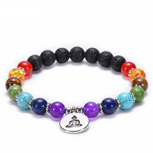 Load image into Gallery viewer, 7 Chakra Stone Bead Bracelets Yoga Healing Crystals Gemstone Beaded Bracelet - Buddha charm