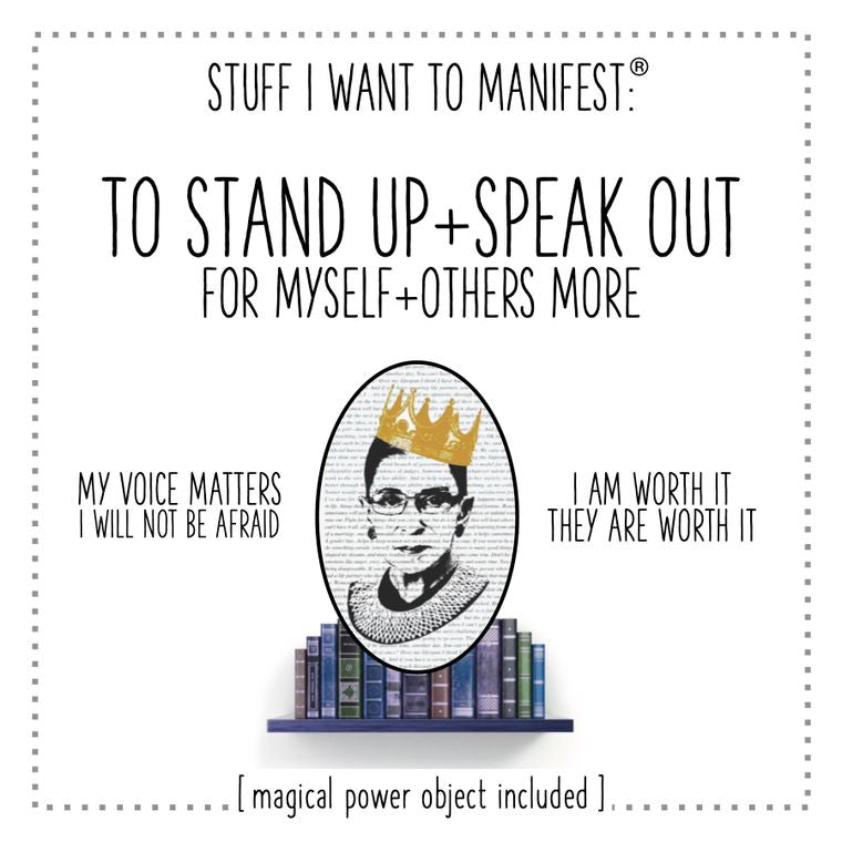 Stuff I Want To Manifest: To Stand Up + Speak Out (card+charm)