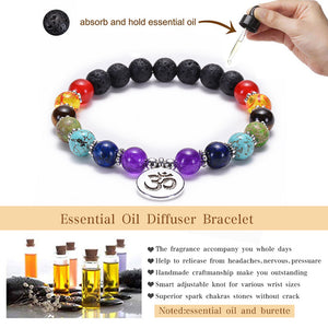 7 Chakra Stone Bead Bracelets Yoga Healing Crystals Gemstone Beaded Bracelet - Tree of Life charm